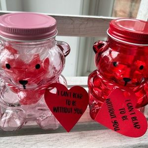 Bear containers/Valentine's Day Bears/ Glass containers/ jars